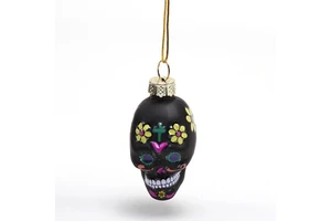 Small Glass Skull Pendant Halloween Decorations and Jewelry Glass Ornament for Holiday Supplies