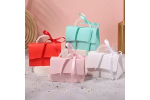Chocolate Party Wedding Favor Candy Boxes Birthday Party Decorations Kids Wedding Favors Paper Bags With Pearl Handle