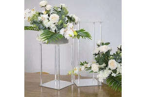 Cross Border Elegant Vintage Transparent Acrylic Square Column Wedding Dessert Table Flower Rack Decoration