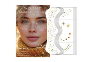 Face Glitter Freckles Tattoo Temporary Makeup Patches Body Glitter Sparkle Fake Freckles Stickers for Women Kids Festival