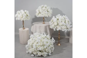 Customizable Artificial Wedding Flower Ball Rose Babys Breath Table Centerpiece with Gold Stand for Wedding Event Decor