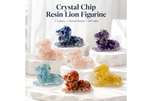 Natural Crystal Chip Resin Lion Figurine Home Desk Decor Ornament Gift Wholesale