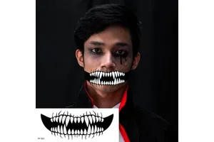 Holiday Party Halloween Masquerade Glow Funny Death Face Glow in the Dark Stickers Glow Tattoo Stickers