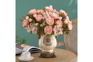 Orange Red Wedding Table Bouquets with Gold Accents Reusable Bridal Shower Table Decor Kit