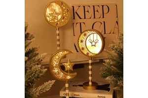 2026 Muslim Eid Mubarak Party Supplies Wood Moon Star Ramadan Lanterns Ramadan Decorations Table Decor Lights