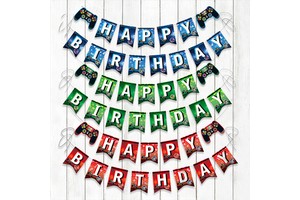 New Game Handle Birthday Party Banner Pull Flag Game on Pad Kids Toy Paper Banner for Party Decorations Supplies
