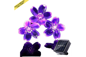 Solar LED Cherry Blossom Floral Fairy Flower String Lights for Christmas Wedding Bedroom Outdoor Garden Landscape Decorations