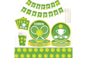 DAMAI Tennis Party Supplies Tennis Ball Sports Games Party Decorations Softball Theme Party Tableware Set Tennis Plates