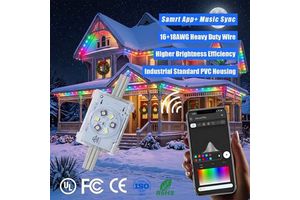 DC48V IP68 Waterproof Eave Outdoor Permanent Christmas Lighting Addressable Decoration Point Lights for Residential