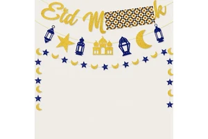 New Eid Mubarak Banner Star Moon Lantern Castle Theme Party Supplies for Muslim Islamic Eid Al-fitr Festival Party Decorations