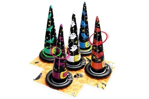 Halloween Carnival Indoor Outdoor Game Garden Toys Halloween Party Games, Inflatable Witch Hat Ring Toss Game with Points