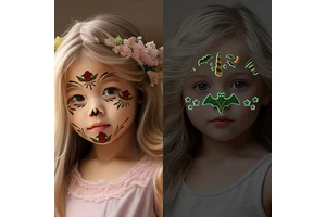 Five & Ten Grow in Dark Halloween Face Tattoo Stickers Waterproof Props Temporary Face Sticker Atmosphere Masquerade Tattoo