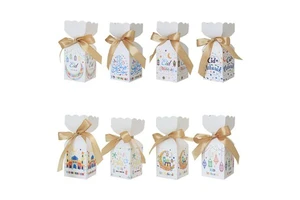 EID Mubarak Decoration 8pcsPaper Box Muslim Festival Ramadan Kareem Gift Box Eid Candy Chocolate Cake Box Islamic Party Supplies