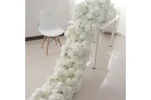 Customized Size Wedding Table Flower Bouquet White Rose Wedding Centerpieces Runner Decorations Flowers
