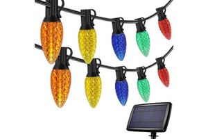 Outdoor Decorative Garden Light Strawberry Solar LED Light String C7 Christmas Light Bulb PVC Body IP44 Rated CE Certified