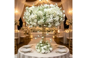 J171 Custom White Wedding Table Hanging Flower Stand Decoration Flower Row Red Rose Flower Drooping for Wedding Decor