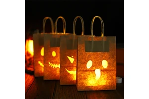 New Halloween Bag Jack-o'-Lantern Luminaries Flame Resistant Paper Bags Halloween Decoration for Halloween Party Favors Supplies