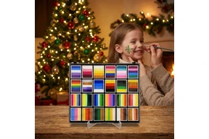 High Quality Kids Festival Glitter Shimmer Water Based Non Toxic Bright Colorful Vibrant Professional Palette Brushes Face Paint