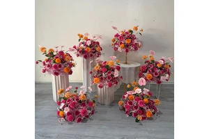 Wholesale Hot Pink Rose Flower Ball Floral Arrangements for Wedding Backdrop Aisle Decoration Event Table Wedding Centerpiece