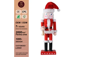 Wooden Christmas Nutcracker Ornaments Eco-friendly Colorful Home Decor Bells Santa Claus Soldiers Designs Custom Logo Various