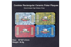 Factory Elite Rectangle Ceramic Poker Plaque High Denomination Betting Tokens for High End Gambling Gear and Poker Event Supply