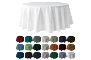 Custom Table Cover Logo 120 Inch Wedding Round Table Cloth White Polyester Tablecloths for Events Wedding Party Decoration Table