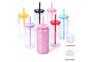 20oz Acrylic Plastic Cups With Lids And Straws Snow Globe Cups Tumblers Wholesale Bulk For Party Favors Silicone Stopper