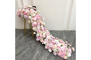 Wedding Props Centros De Mesa Para Boda Faux Flowers Runners Flower Rows Artificial Flowers Table Runner for Wedding Decoration