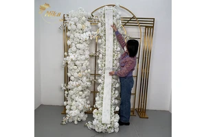 NIKA Wedding Table Centerpiece Decoration Artificial Silk White Rose Long Flower Runner With Orchid