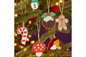Unique Handmade Christmas Hanging Ornaments with Detailed Beading for Modern Artistic Holiday Home Styling