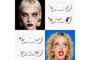 Waterproof Non Toxic Skin Safe New Arrivals Halloween Prank Makeup Temporary Tattoo Cool Dark Bat Scars Halloween Face Tattoo