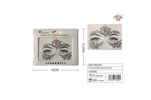 Pink 6mm 10.5x20cm Glitter Face Stickers Cartoon PVC Paper Resin and PET Style for Decorative Purpose Model 8435607807905