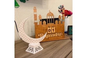 Eid Mubarak Crescent Moon Islamic Plastic Decor Home & Office Desk Ornament Creative Promotional Gift Supplies