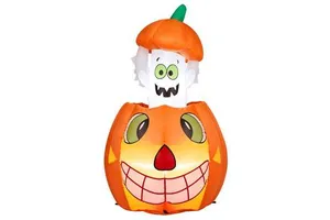 2.8 FT Animated Pumpkin Ghost Inflatable for Halloween Outdoor & Indoor Party Decor with LED Lights Halloween Yard Decorations