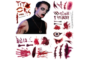 Adult Kids Temporales Makeup Thriller Pumpkin Bat Spider Cat Ghost Scar Tiny Realistic Face Body Temporary Halloween Tattoos