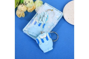 First Birthday Party Decorations Baby Shower Favors Blue Clothes Design Keychain Baby Baptism Gift for Guest Birthday Souvenir