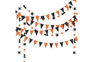 Party Dots Halloween Wall Decorations Black Bat Spider Orange Disc Triangle Felt Custom Shapes Bunting Flags Digital