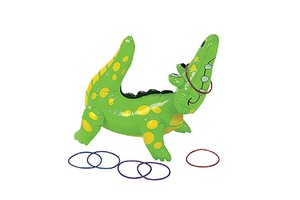 Inflatable Alligator Ring Toss Game Durable Vinyl 22 Inch Gator Toss Toy for Kids Carnival and Pool Party Entertainment