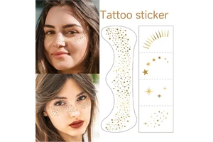 Gold Foil Paper Patches Party Waterproof Women Girl Face Sparkle Metallic Temporary Glitter Freckles Tattoo Stickers