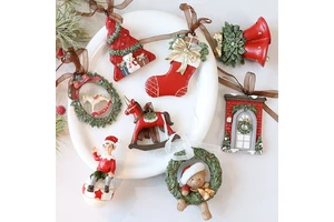 Factory Retro Three-dimensional Christmas Tree Ornaments New Christmas Decoration Resin Pendants Big Gift Decorative Bags