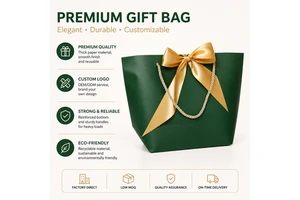 Premium Elegant Polka Dot Paper Gift Bag With Satin Ribbon Bow Handles For Party Favor Wedding Return Packaging