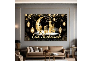 Ramadan Supplies Festive Activity Decorations Polyester Fabric Moon Wall Backdrop Islamic Religious for Gifts for Religious
