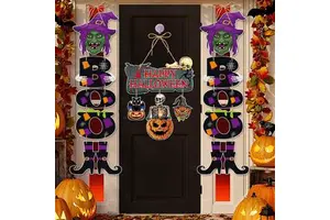 Halloween Door Decorations Banner Set Hanging Pumpkins Witches Skeletons for Spooky Ghost Festival Atmosphere Wholesale