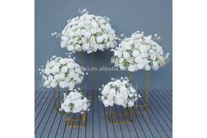 Luxury-Style White Silk Artificial Flower Ball High Quality Durable Wedding Table Decoration Stage Centerpiece Cost-Effective
