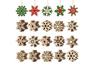 3.5 Inch Unfinished Wood Snowflake Cutouts for DIY Hanging Ornaments Wooden Crafts to Paint-Christmas Holiday Supplies