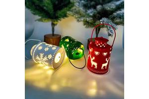 New Iron Art Snowflake Deer Pattern LED Christmas Light, Red/Green/Warm White Festival Decorative Light