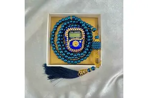 Dark Blue Color Zikrmatic Tasbeeh Gift Set Digital Tasbeeha Counter Sets for Muslim 2025 Hot Selling Islamic Wedding Eid Gifts