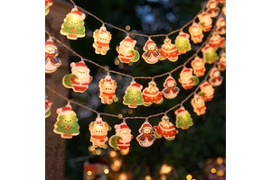 New Battery Plastic LED Christmas Santa Snowman Christmas Tree String Lights Warm White Flashing Window Decorative Lights