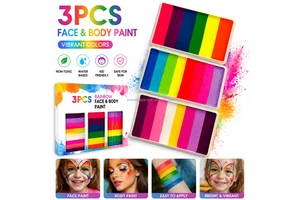 Bulk Professional Water-Based Non-Toxic Split Cake Face Paint Palette Kit All-In-One Matte & Glitter Colors