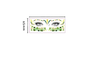 Glitter Tattoo Stickers St. Patrick's Holiday Party Makeup Stickers Painted Four-leaf Clover Waterproof Face Stickers
